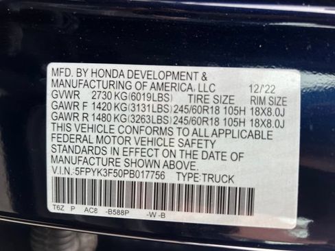 Used 2023 Honda Ridgeline RTL image 16