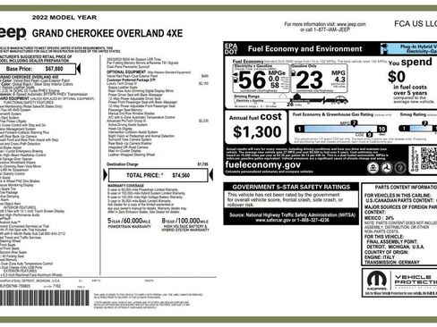 Used 2022 Jeep Grand Cherokee Overland w/ Advanced Protech Group III AWD/4WD image 4