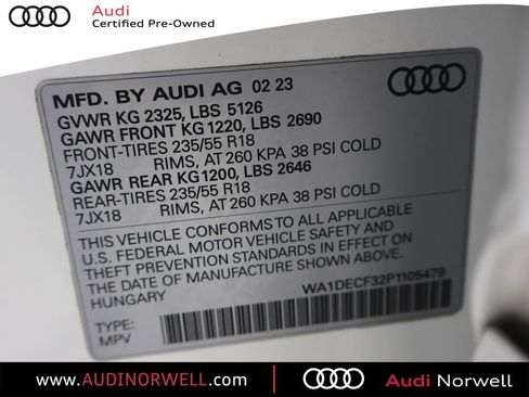 Certified 2023 Audi Q3 2.0T Premium w/ Convenience Package AWD/4WD image 3