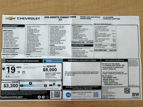 Used 2026 Chevrolet Corvette Stingray Preferred Cpe w/ Z51 Performance Package RWD image 39
