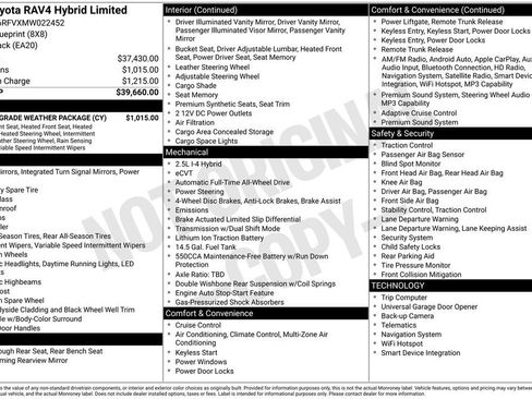 Used 2021 Toyota RAV4 Limited w/ Limited Grade Weather Package AWD/4WD image 8
