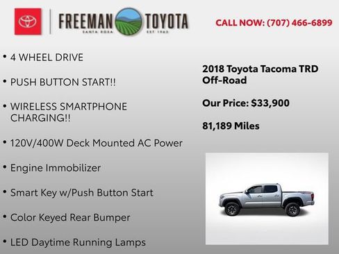 Used 2018 Toyota Tacoma TRD Off-Road w/ Technology Package AWD/4WD image 10