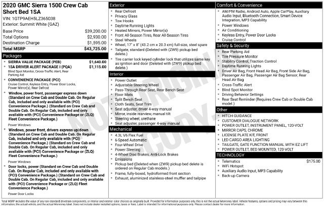 Certified 2020 GMC Sierra 1500 4x4 Crew Cab w/ Sierra Value Package image 4
