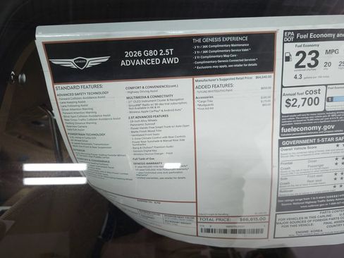 New 2026 Genesis G80 2.5T Advanced AWD/4WD image 29