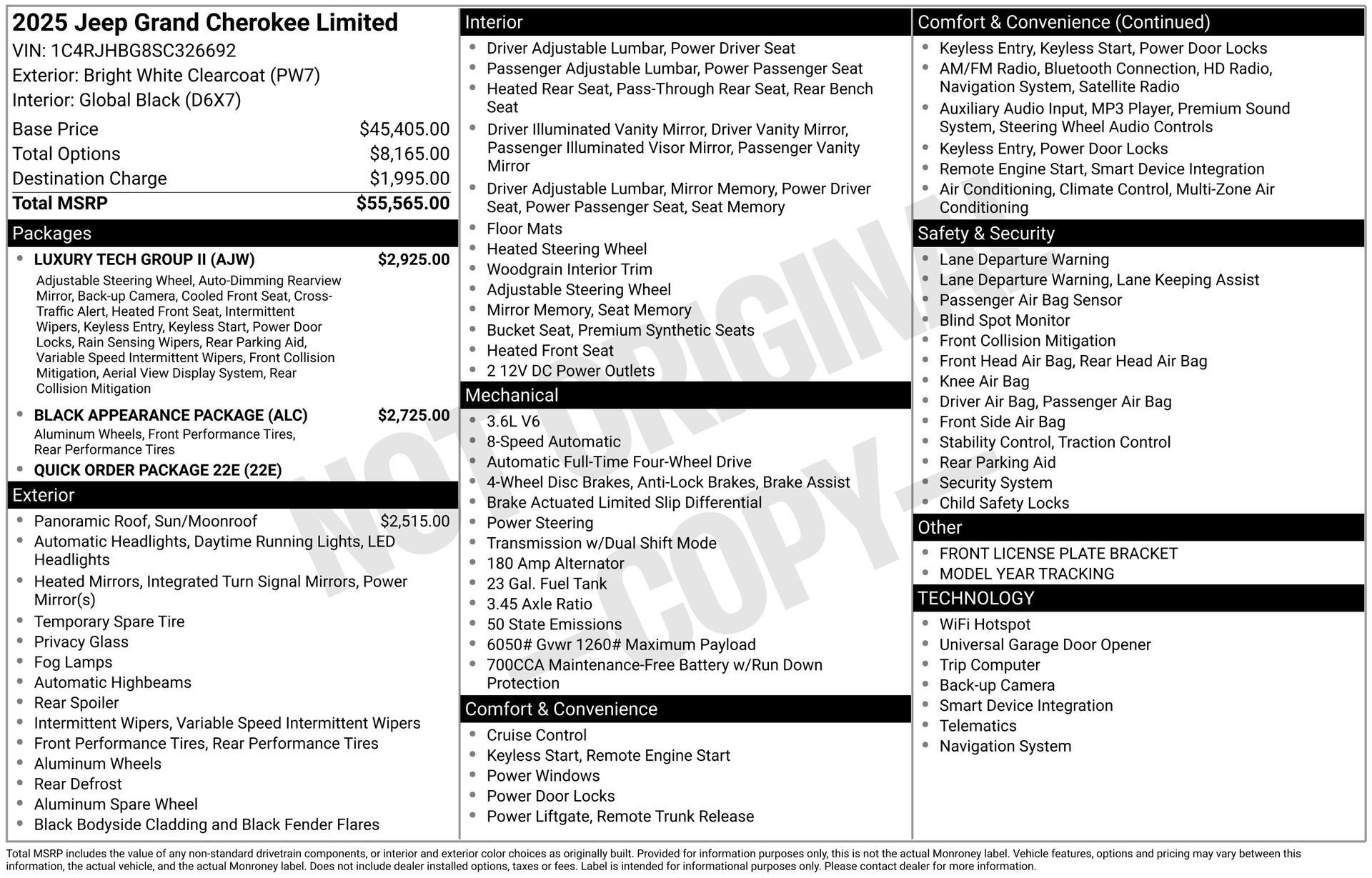 New 2025 Jeep Grand Cherokee Limited w/ Luxury Tech Group II AWD/4WD image 3