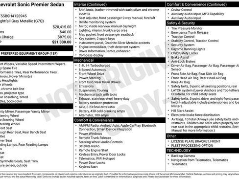 Used 2017 Chevrolet Sonic Premier FWD image 1