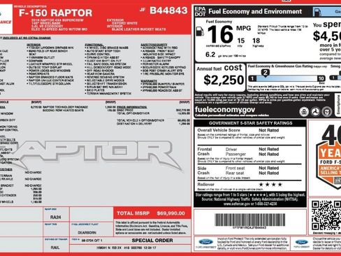 Used 2018 Ford F150 Raptor w/ Equipment Group 802A Luxury AWD/4WD image 2