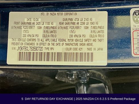 Used 2025 MAZDA CX-5 AWD 2.5 S w/ Preferred Package image 37