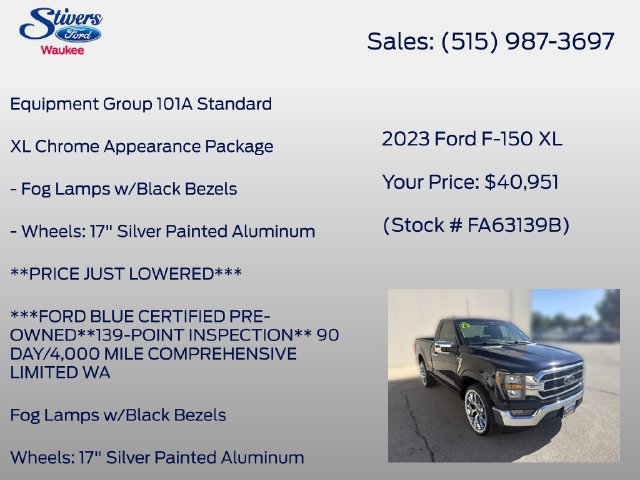 Certified 2023 Ford F150 XL w/ XL Chrome Appearance Package RWD image 8