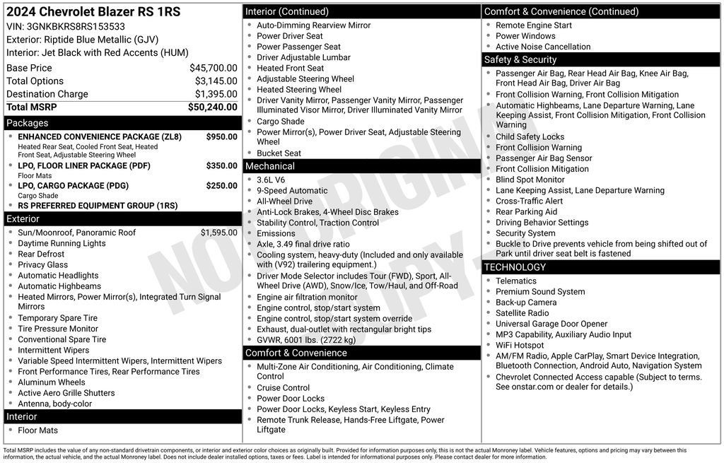 Used 2024 Chevrolet Blazer RS w/ Enhanced Convenience Package AWD/4WD image 6