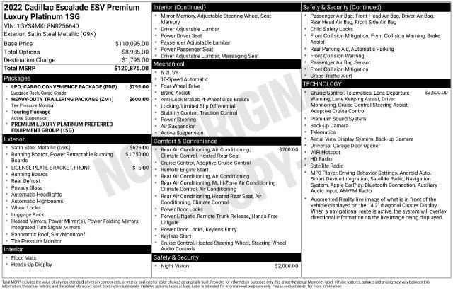 Used 2022 Cadillac Escalade ESV Premium Luxury Platinum AWD/4WD image 6