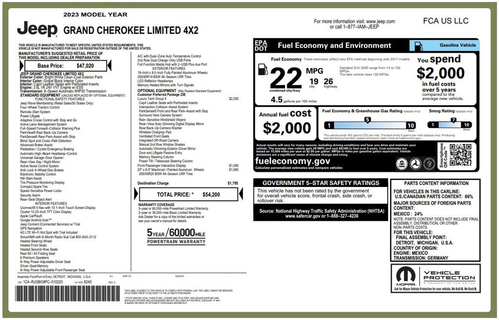 Used 2023 Jeep Grand Cherokee Limited w/ Luxury Tech Group II RWD image 3