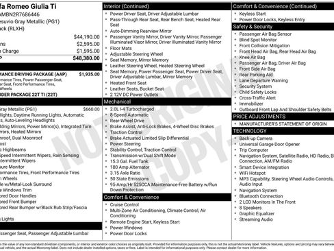 Used 2024 Alfa Romeo Giulia Ti w/ Performance Driving Package RWD image 46