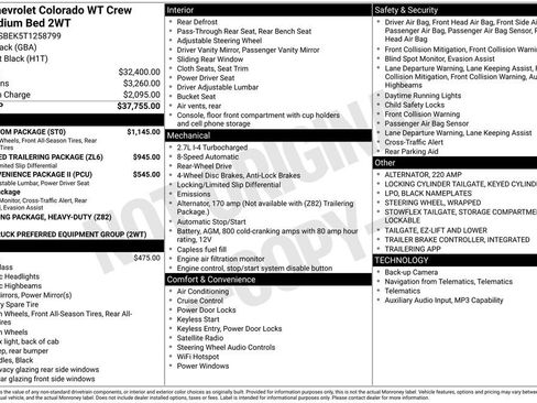 New 2026 Chevrolet Colorado W/T w/ WT Custom Package RWD image 33