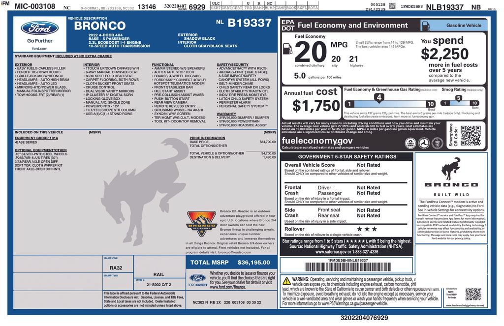 Used 2022 Ford Bronco 4-Door AWD/4WD image 36