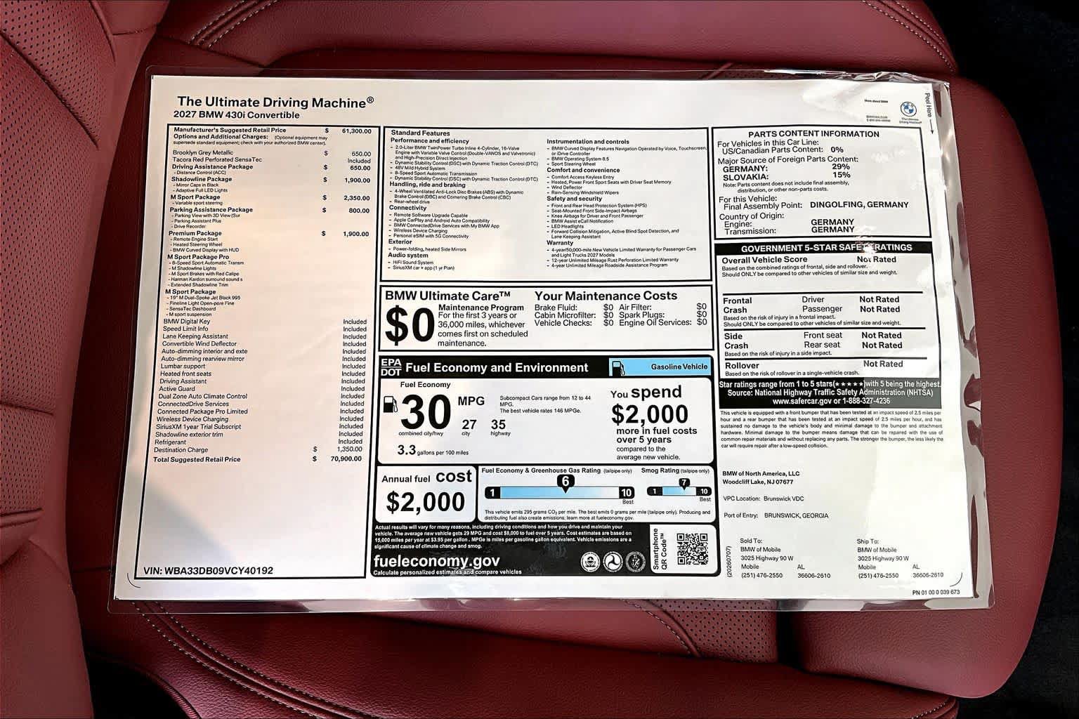 New 2027 BMW 430i Convertible w/ M Sport Package RWD image 20