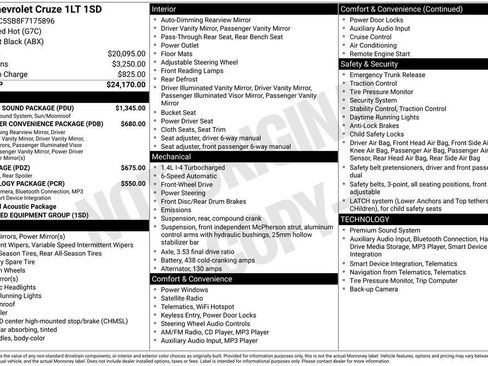 Used 2015 Chevrolet Cruze LT w/ Sun And Sound Package image 5