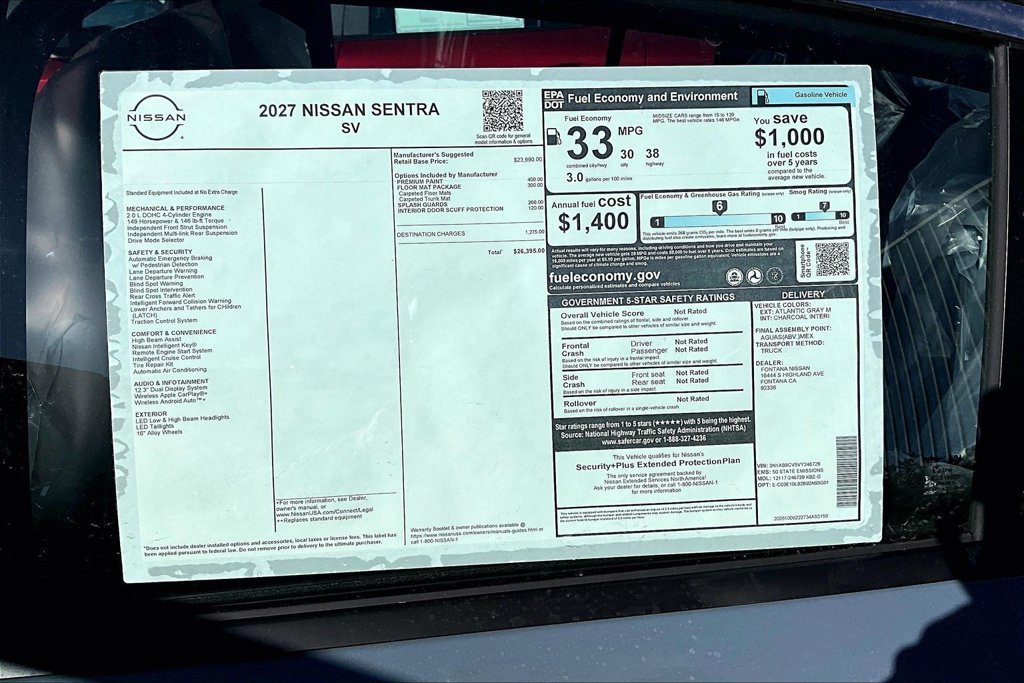 New 2027 Nissan Sentra SV FWD image 12