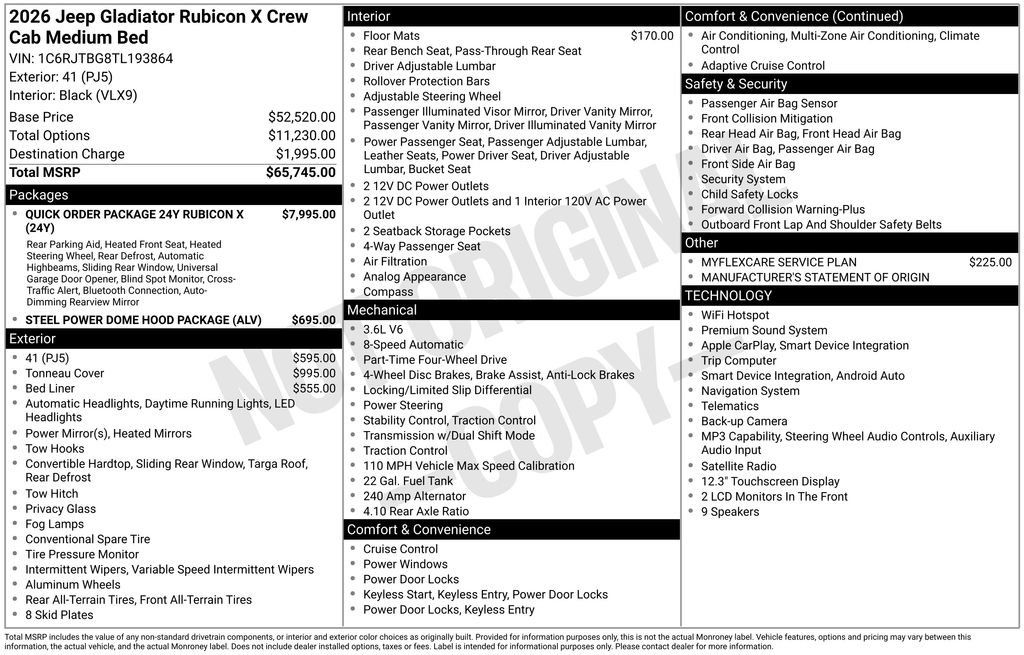 New 2026 Jeep Gladiator Rubicon AWD/4WD image 9