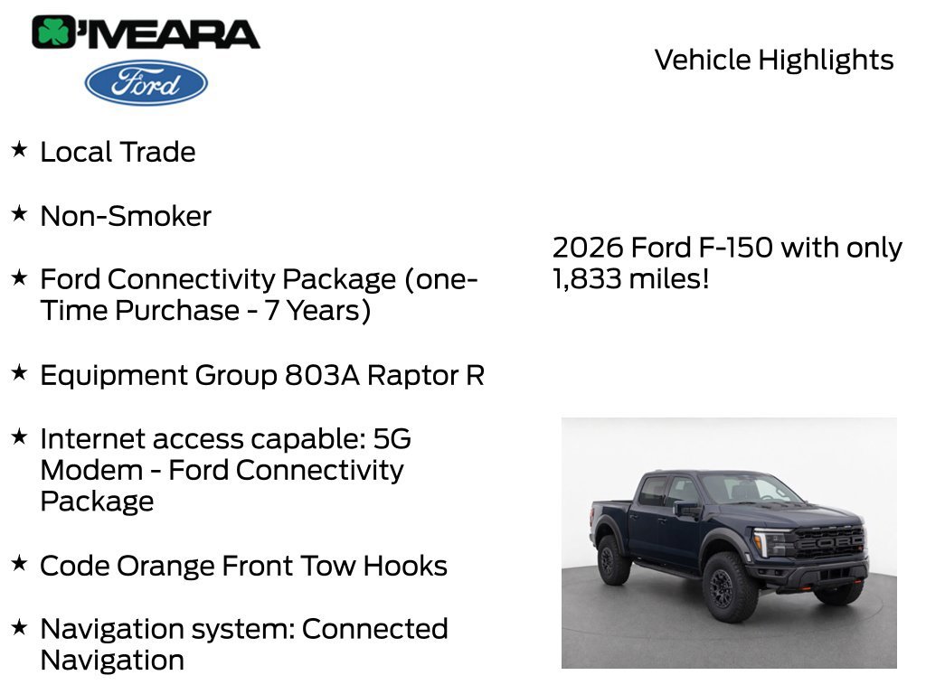 Certified 2026 Ford F150 Raptor w/ Equipment Group 803A Raptor R AWD/4WD image 8