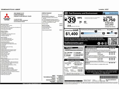 Used 2024 Mitsubishi Mirage ES image 2