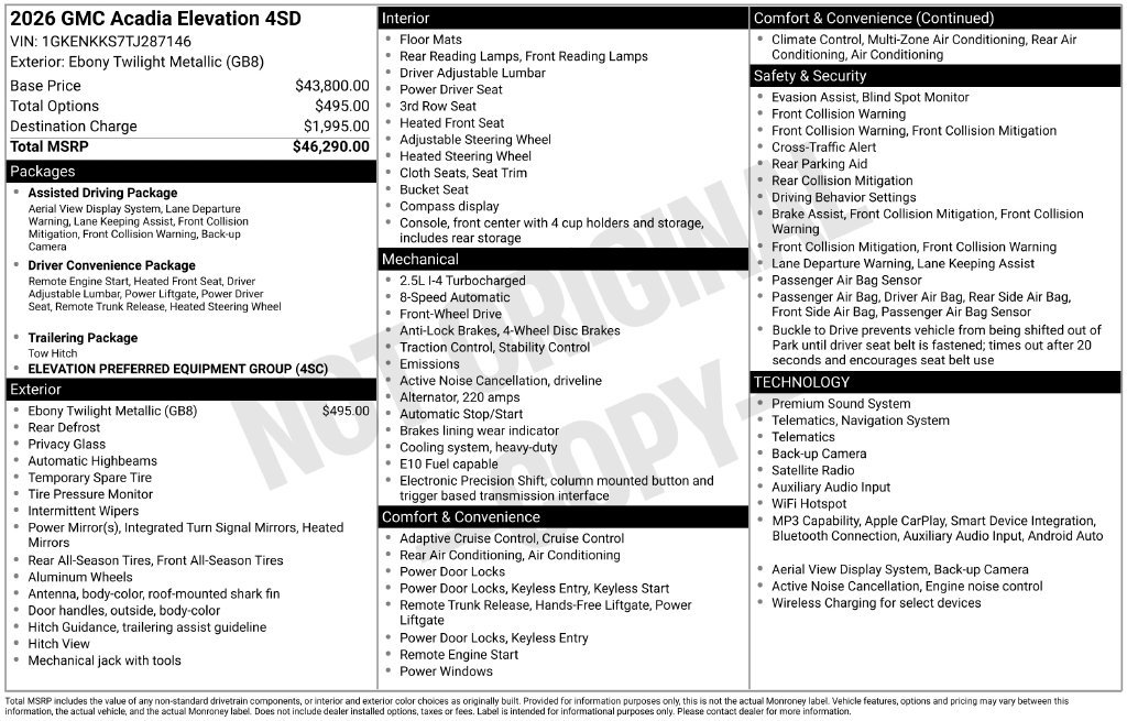 Used 2026 GMC Acadia Elevation FWD image 5