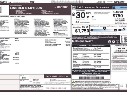 New 2025 Lincoln Nautilus Premier w/ Equipment Group 102A image 34