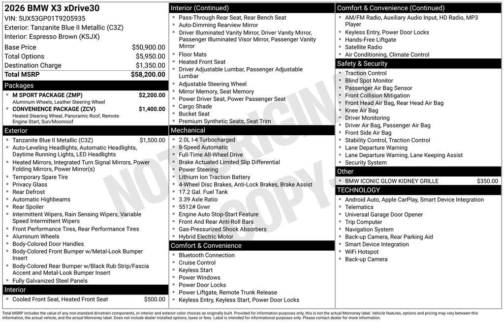 Used 2026 BMW X3 xDrive30i w/ M Sport Package AWD/4WD image 38