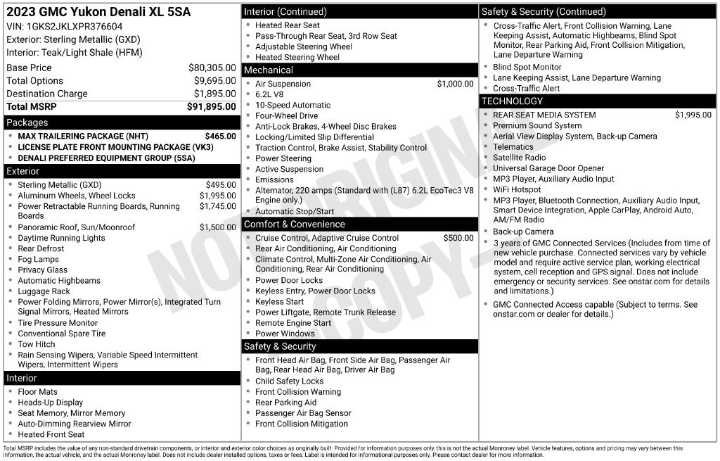 Used 2023 GMC Yukon XL Denali w/ Max Trailering Package AWD/4WD image 22