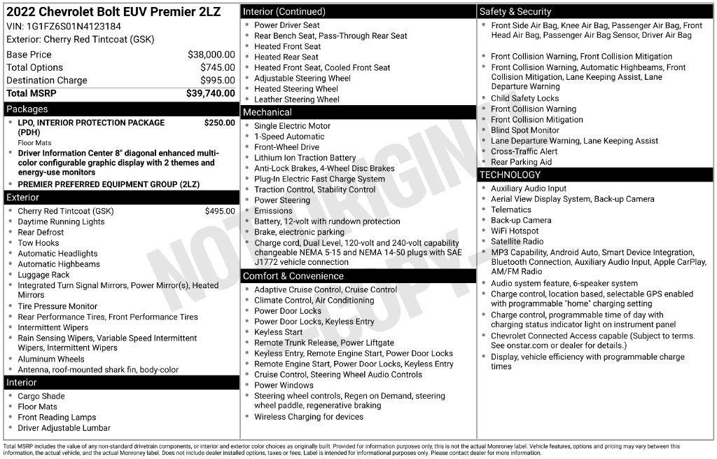 Used 2022 Chevrolet Bolt EUV Premier FWD image 13