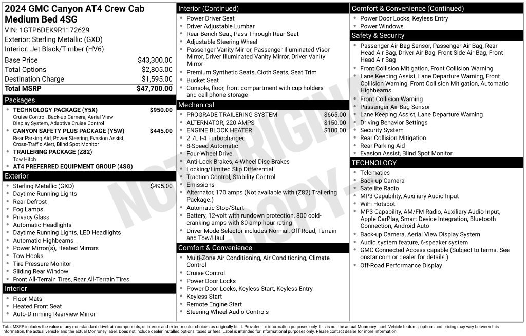 Used 2024 GMC Canyon AT4 w/ Technology Package AWD/4WD image 43