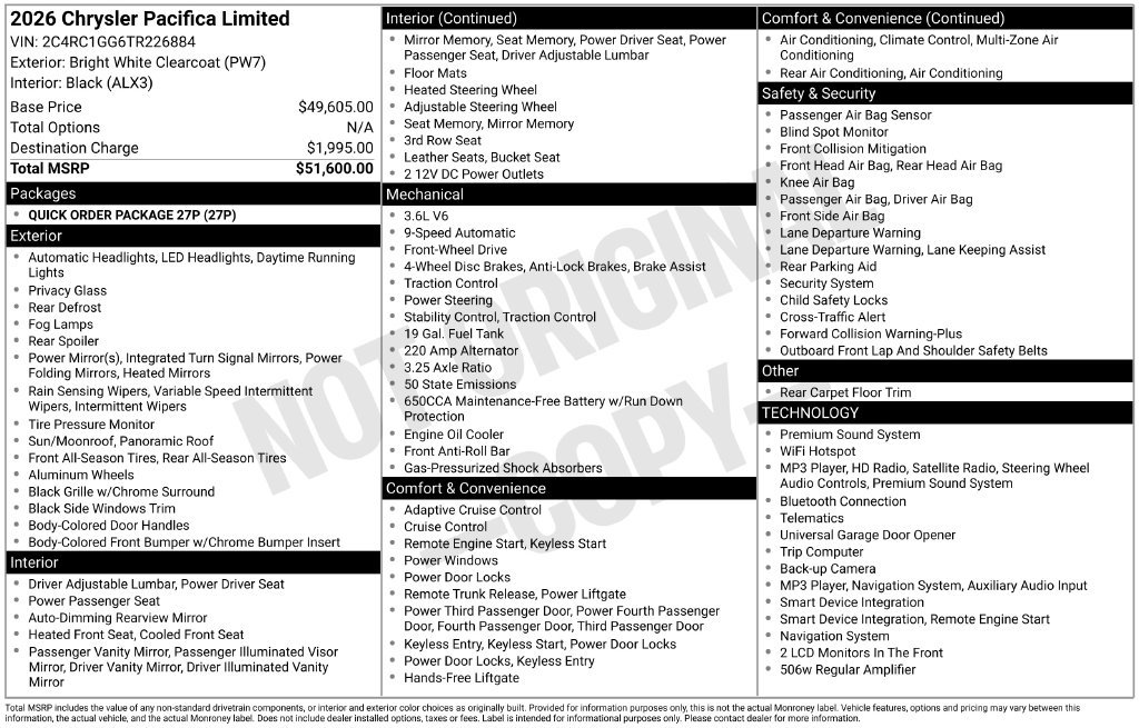 Used 2026 Chrysler Pacifica Limited FWD image 32
