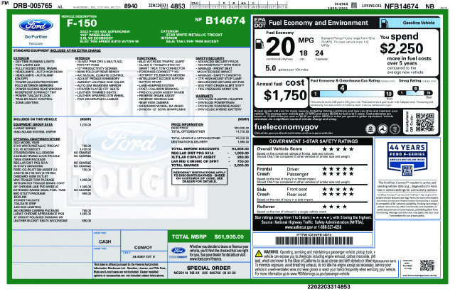 Used 2022 Ford F150 Lariat w/ Max Trailer Tow Package RWD image 2