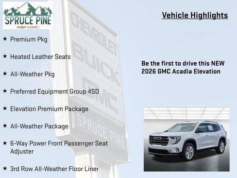 New 2026 GMC Acadia Elevation w/ Elevation Premium Package AWD/4WD image 5