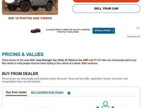 Used 2021 Jeep Wrangler Unlimited Rubicon 4xe w/ Cold Weather Group AWD/4WD image 14