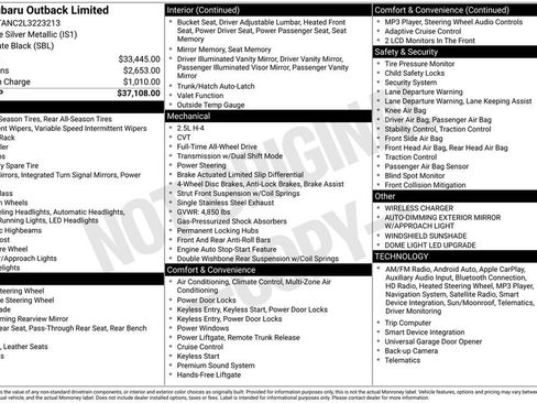 Used 2020 Subaru Outback Limited image 39