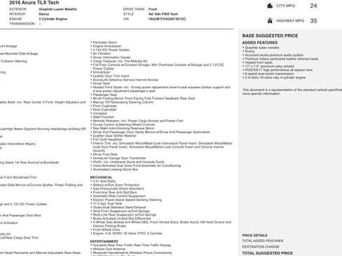 Used 2016 Acura TLX w/ Technology Package image 2