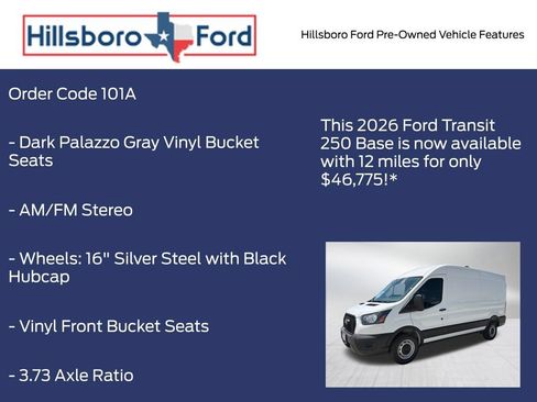Used 2026 Ford Transit 250 148 Medium Roof w/ Load Area Protection Package RWD image 3