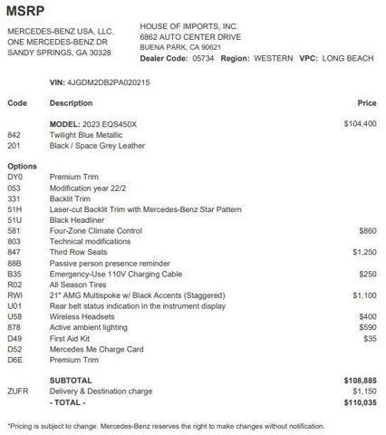 Certified 2023 Mercedes-Benz EQS 450+ SUV image 4