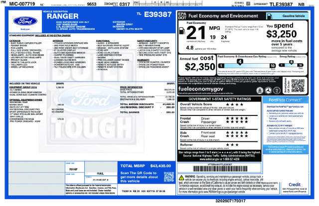 New 2026 Ford Ranger XLT w/ Equipment Group 301A High AWD/4WD image 2