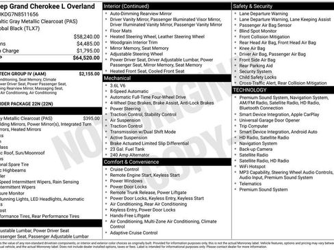 Certified 2022 Jeep Grand Cherokee L Overland w/ Luxury Tech Group IV AWD/4WD image 56