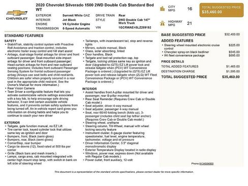 Used 2020 Chevrolet Silverado 1500 W/T w/ WT Fleet Convenience Package RWD image 2