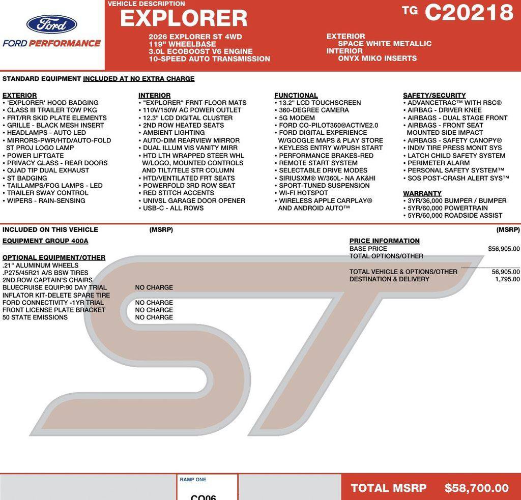 New 2026 Ford Explorer ST AWD/4WD image 2