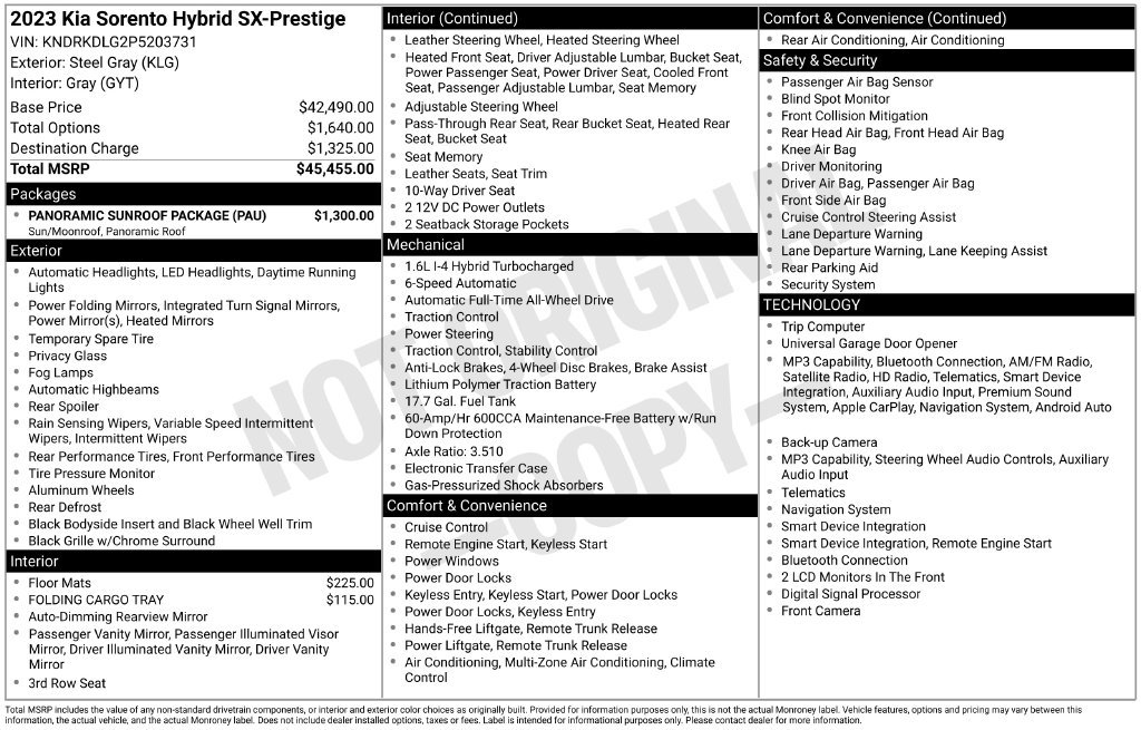 Certified 2023 Kia Sorento SX Prestige w/ Panoramic Sunroof Package AWD/4WD image 10
