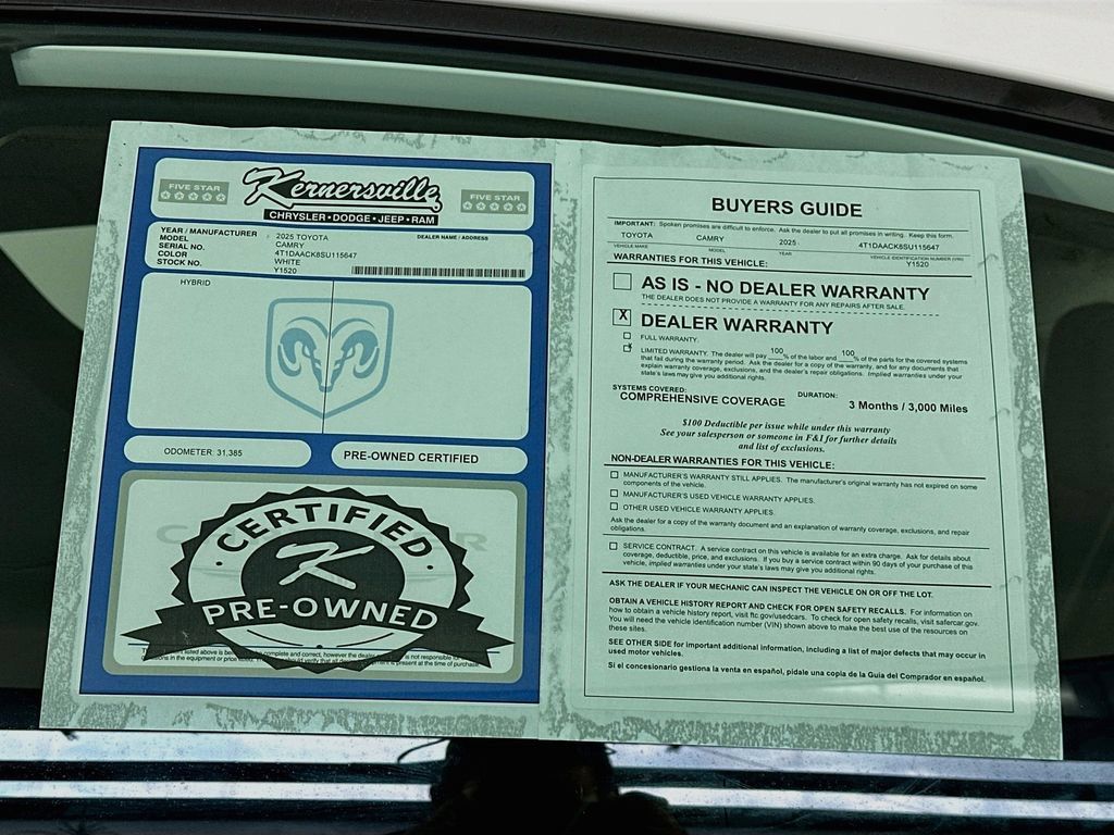 Used 2025 Toyota Camry LE FWD image 35