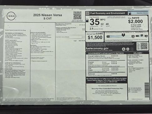 New 2025 Nissan Versa S w/ Trunk Package FWD image 41