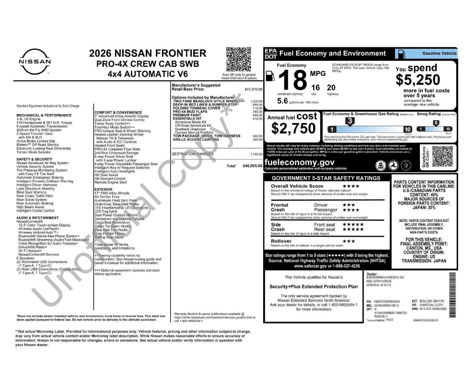 Used 2026 Nissan Frontier PRO-4X w/ Tow Package AWD/4WD image 29