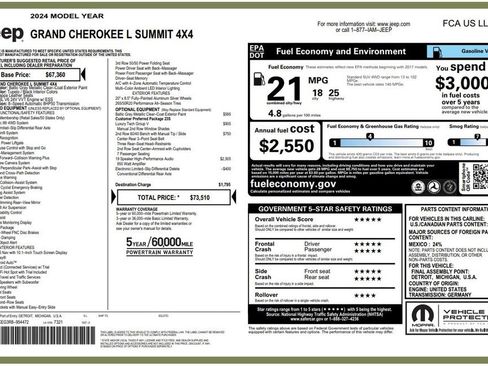 Used 2024 Jeep Grand Cherokee L Summit w/ Luxury Tech Group V AWD/4WD image 4