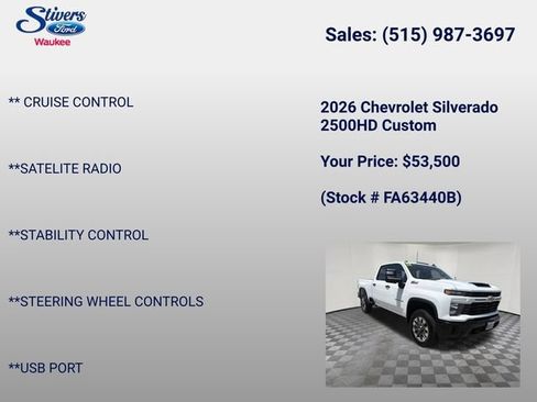 Used 2026 Chevrolet Silverado 2500 Custom w/ Custom Value Package AWD/4WD image 16