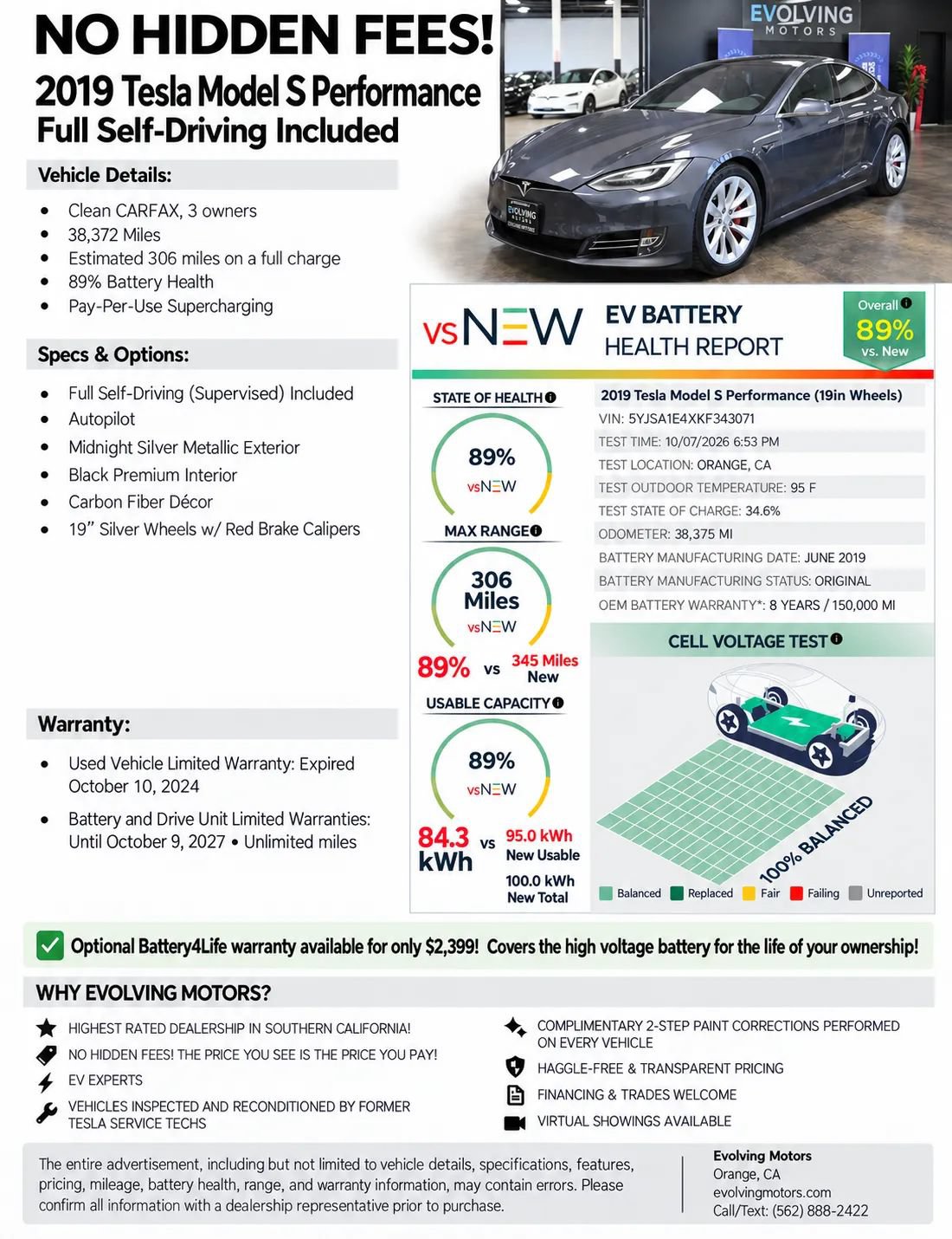 Used 2019 Tesla Model S Performance AWD/4WD image 2